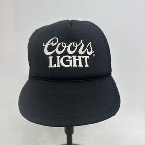 Vintage Coors Light Hat Cap Adult Black Snapback Trucker Mesh Beer Pro Designer